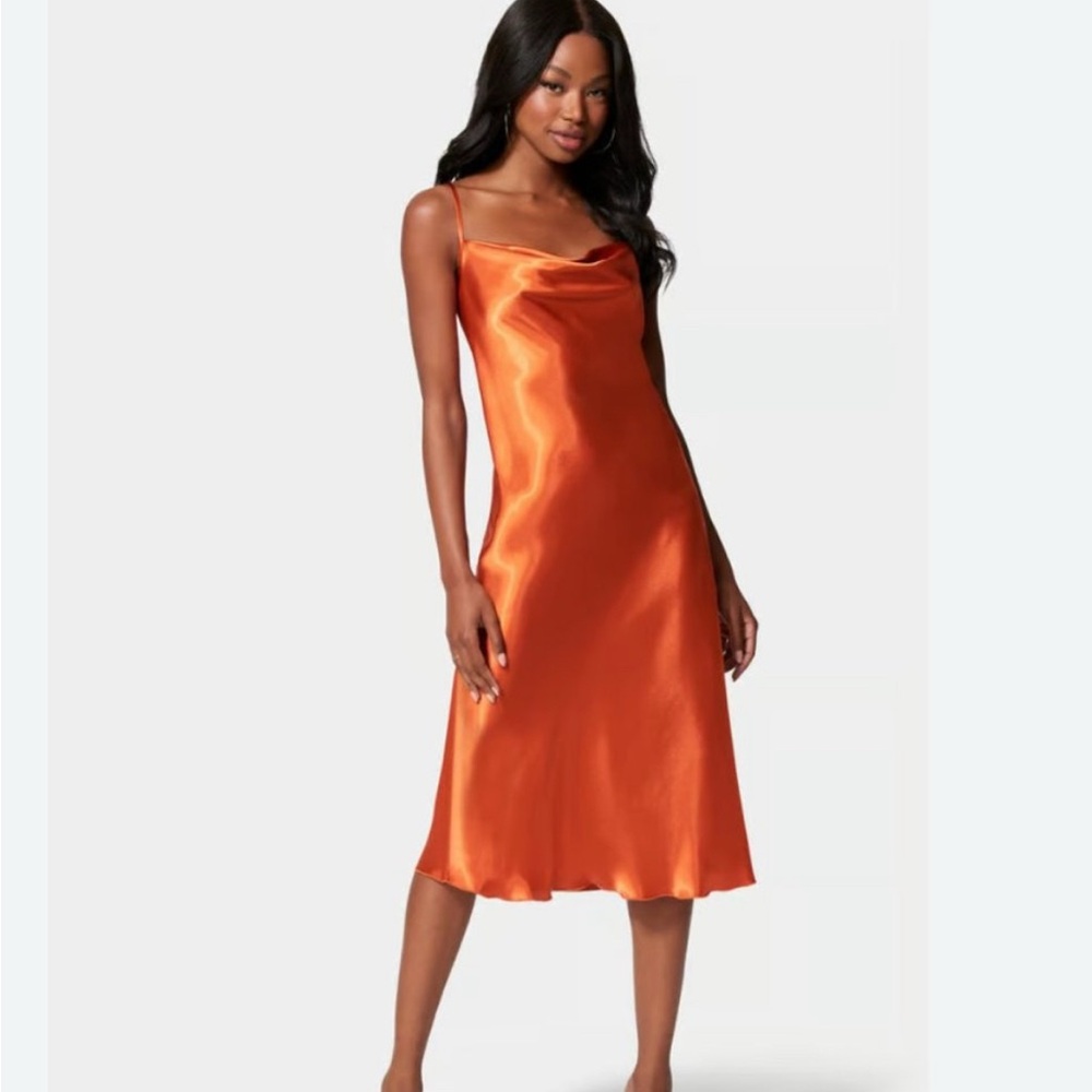 NWT Retro bebe Satin Cowl Neck Slip Mini Dress